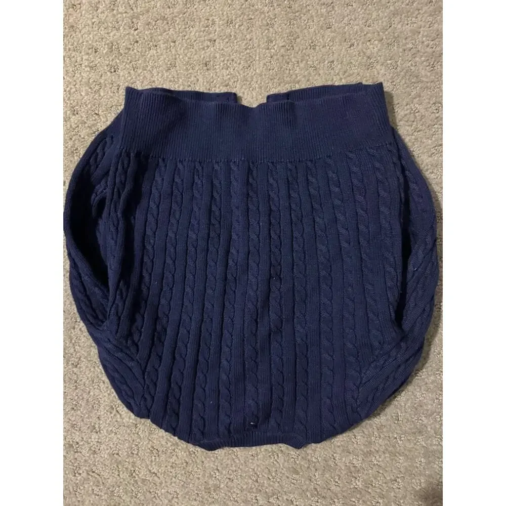 Ralph Lauren Navy Cable-Knit Cardigan with Pink Pony